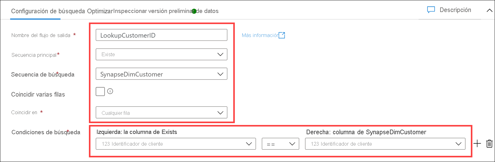 The Lookup settings form is configured as described.