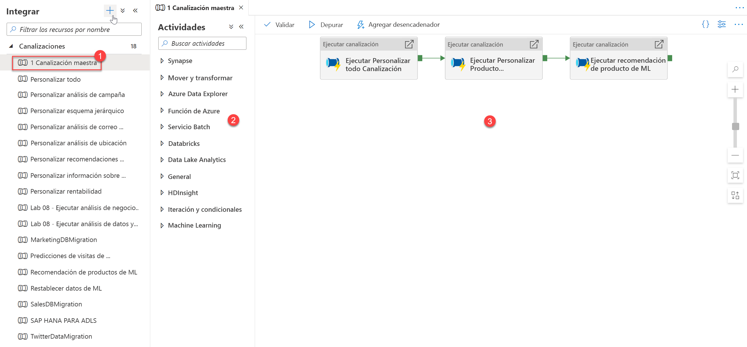Viewing Azure Synapse pipelines list