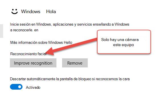Captura de pantalla de Windows Hello.