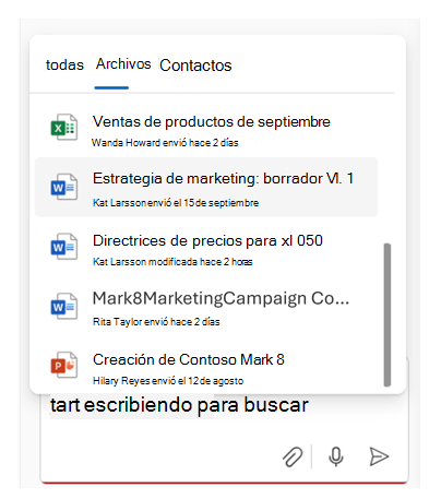 Captura de pantalla que muestra los archivos seleccionados en un selector de archivos durante un chat de Copilot.