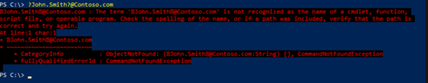 Captura de pantalla que muestra un ejemplo para solucionar problemas de UserPrincipalName o ProxyAddress.