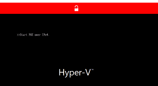 Captura de pantalla de la transición del error de Hyper-V a un problema de arranque PXE.