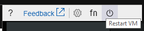 Captura de pantalla del botón Reiniciar VM que se muestra en la barra de herramientas.