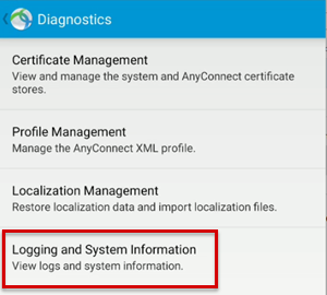 Captura de pantalla que muestra la función Registro e Información del sistema.