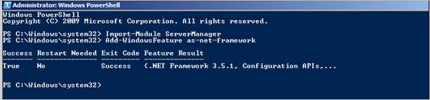 Captura de pantalla que muestra la salida del comando en Windows PowerShell.