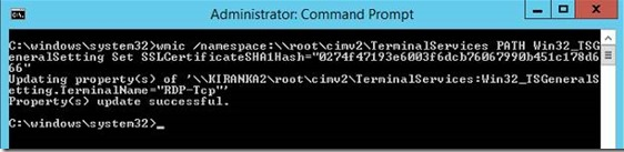 Ejemplo correcto de ejecución del comando wmic junto con el valor de huella digital que se obtiene en el paso 3.