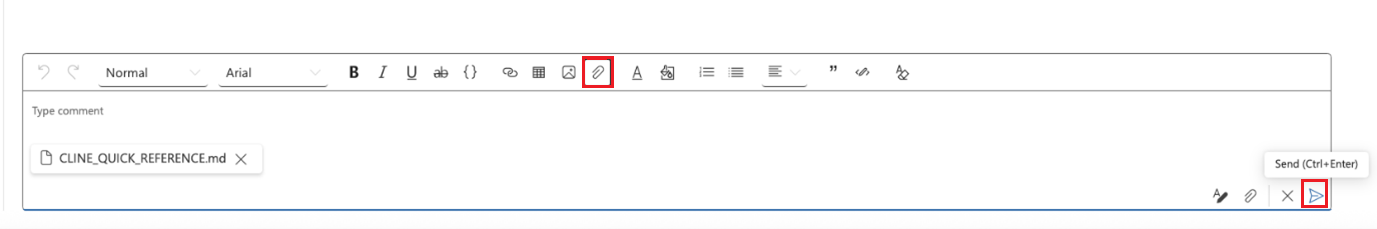 Captura de pantalla que muestra el botón Enviar para guardar el comentario.