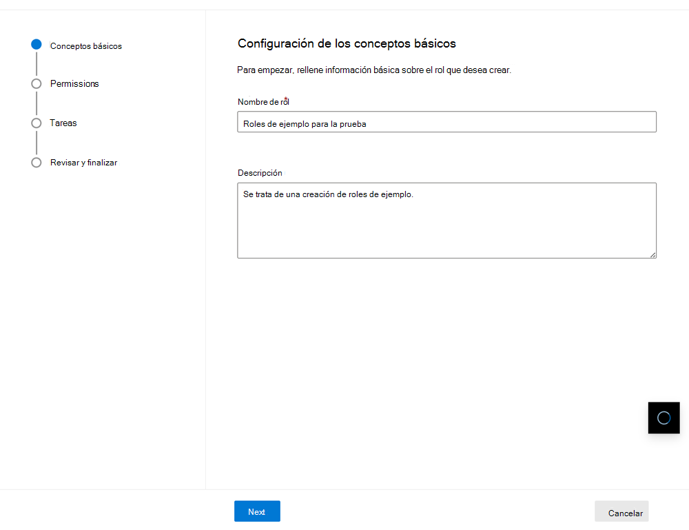 Captura de pantalla de la página Aspectos básicos