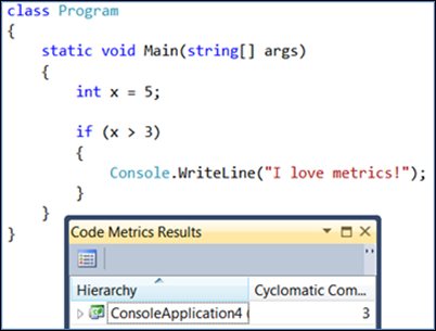 Métricas de código: complejidad ciclomática - Visual Studio (Windows) |  Microsoft Learn