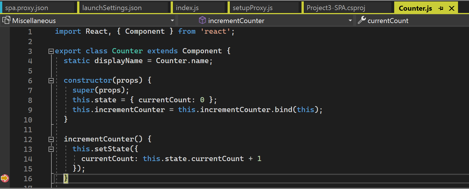 Recorte de pantalla que muestra JavaScript del lado cliente de depuración.