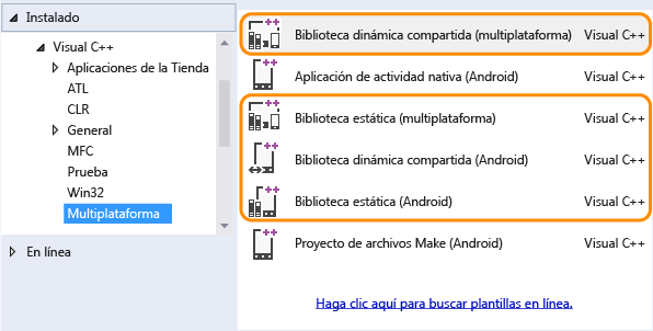 Captura de pantalla que muestra bibliotecas compartidas estáticas y dinámicas.