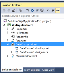 Clases de LINQ to SQL en el Explorador de soluciones