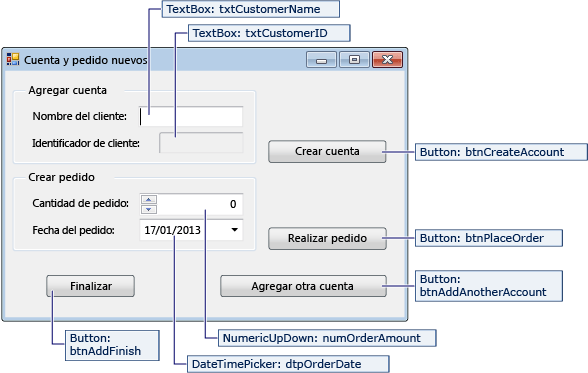 Adición de un nuevo cliente y realización de un pedido