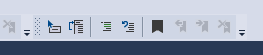 Captura de pantalla de la barra de herramientas del editor de Visual Studio.