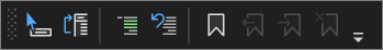 Captura de pantalla de la barra de herramientas del editor de texto de Visual Studio 2022.