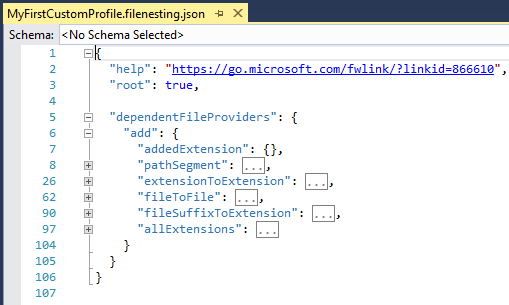Usar reglas de anidamiento de archivos existentes como base para la configuración personalizada