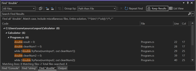 Buscar en archivos - Visual Studio (Windows) | Microsoft Learn