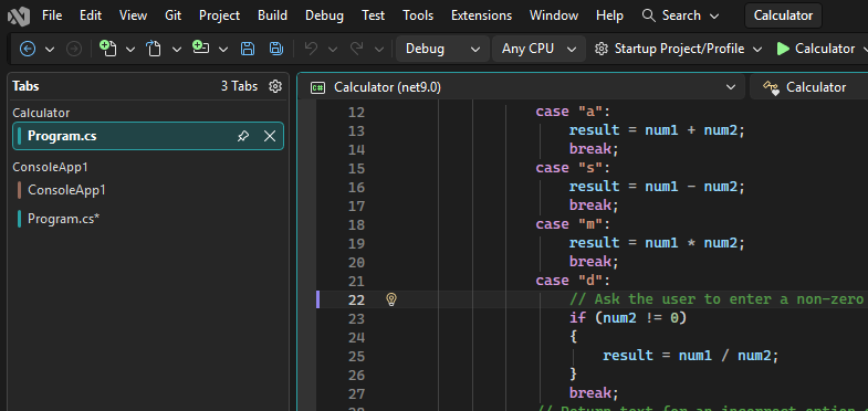 Captura de pantalla de pestañas colorizadas en la vista vertical.