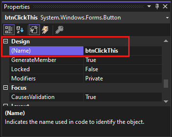 Captura de pantalla que muestra el nuevo nombre del botón.