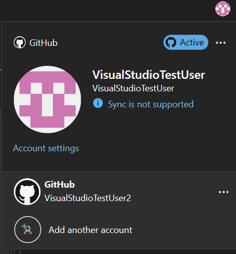 Captura de pantalla que muestra ambas cuentas en el perfil de inicio de sesión.