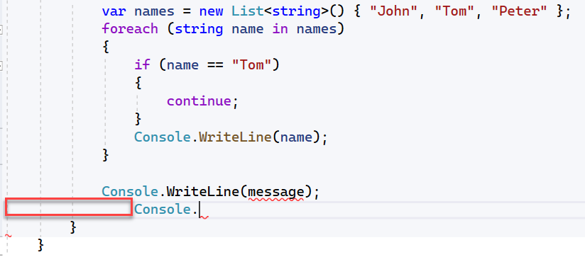 Screenshot showing the Code before using EditorConfig.