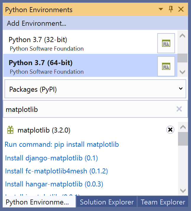 Paso 5 del Tutorial de Python en Visual Studio, Instalación de paquetes |  Microsoft Learn