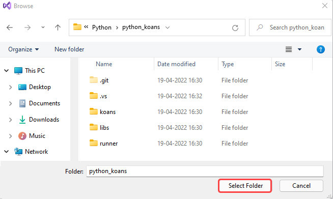 Inicio rápido: Apertura de una carpeta de código de Python - Visual Studio  (Windows) | Microsoft Learn