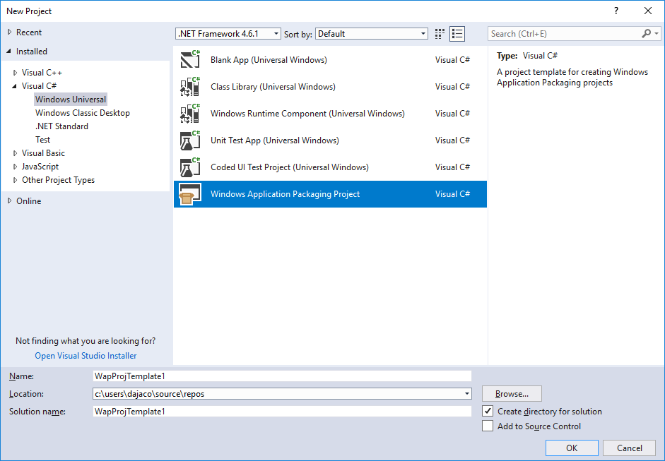 Proyecto de empaquetado de aplicaciones de Windows