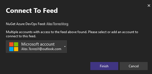 Cuadro de diálogo de autenticación de NuGet