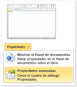 Advanced Properties in Excel.