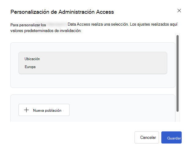 Captura de pantalla del cuadro de diálogo de edición de acceso personalizado en el perfil de un usuario que muestra un rellenado atenuado que solo se puede editar en el nivel de rol.