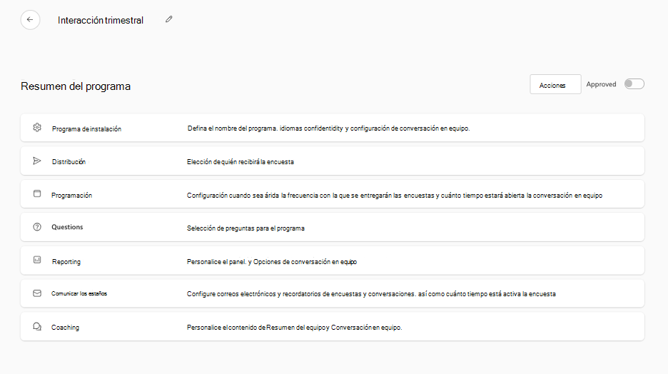 Captura de pantalla de cómo acceder al programa de instalación desde resumen del programa.