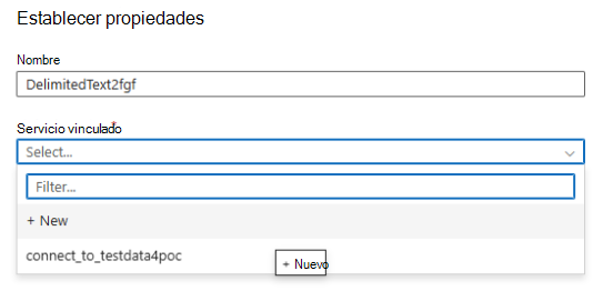 Captura de pantalla que muestra cómo establecer las propiedades del archivo csv.
