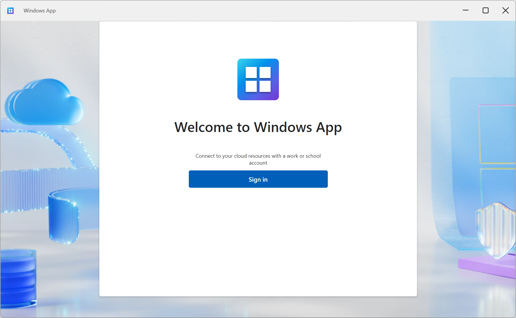 Captura de pantalla que muestra la pestaña de bienvenida de la aplicación de Windows en Windows con Windows 365.