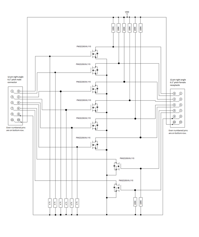 Diagrama esquemamático del adaptador gpIO.
