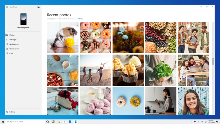 Your Phone app recent photos page