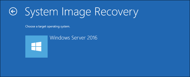 Screenshot that shows the Windows Server 2016 option.