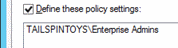 Screenshot that shows how to verify that you have configured the user rights to prevent members of the Enterprise Admins group from accessing member servers and workstations over the network.