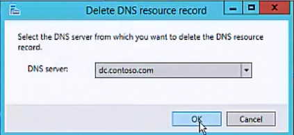 Verify that the correct DNS server is selected and delete records