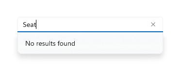 Ejemplo de un cuadro de sugerencias automáticas sin resultados de búsqueda