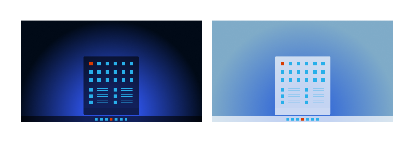 Diagrama que muestra una imagen abstracta del escritorio de Windows 11.