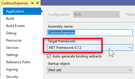 Versión 4.7.2 de .NET Framework para el proyecto