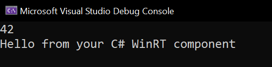 Salida de la consola de C++/WinRT