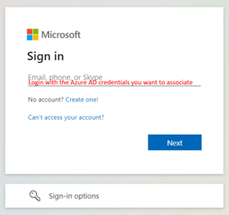 Captura de pantalla que muestra el cuadro de diálogo de inicio de sesión del Centro de partners de Microsoft, donde debe iniciar sesión con las credenciales de Azure AD para el inquilino.