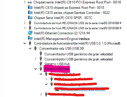 Bloqueo de dispositivos anidados desde la raíz.