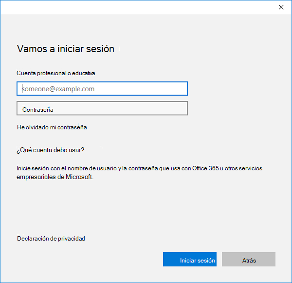 Microsoft Entra inicio de sesión mediante la aplicación Configuración.
