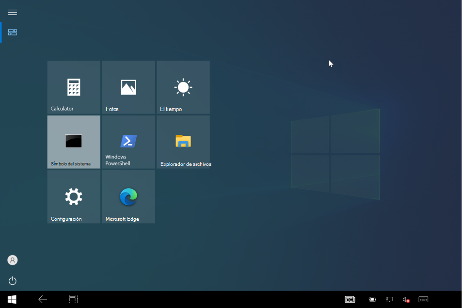 Captura de pantalla del escritorio de Windows 10 que se usa para el inicio rápido.