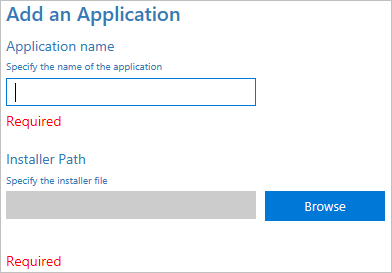 En configuración de Windows Designer, agregue una aplicación.