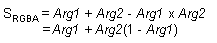 ecuación de la operación agregar suave (s(rgba) = arg1 + arg 2 x (1 - arg1))