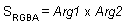 ecuación de la operación modulada (s(rgba) = arg1 x arg 2)